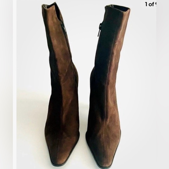 Nine West Brown Suede Ankle Boot 10 1/2 - Picture 1 of 15